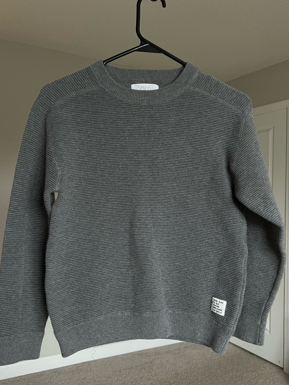 Zara Boys Grey Ribbed Knit Sweater